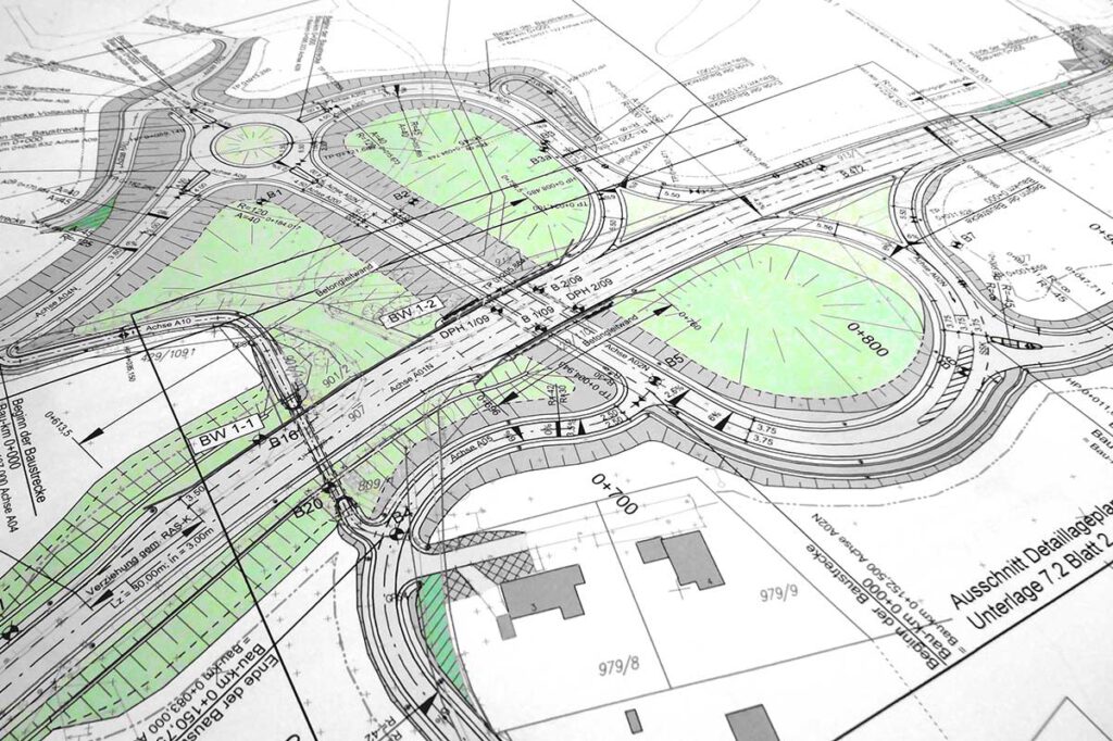 Leistungen pbu GmbH Zeichnung Straßenbau